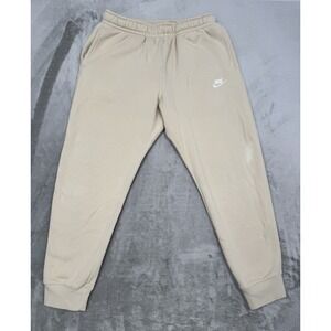 Nike Club Fleece Beige Joggers Mens Medium Sweatpants Swoosh Athletic Pants Tan